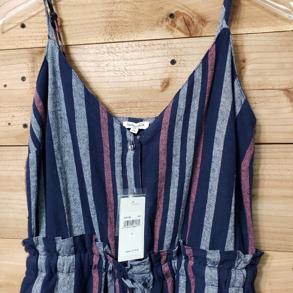 NWT Splendid Crosshatch Striped Tie Waist Jumpsuit - Picture 5 of 6